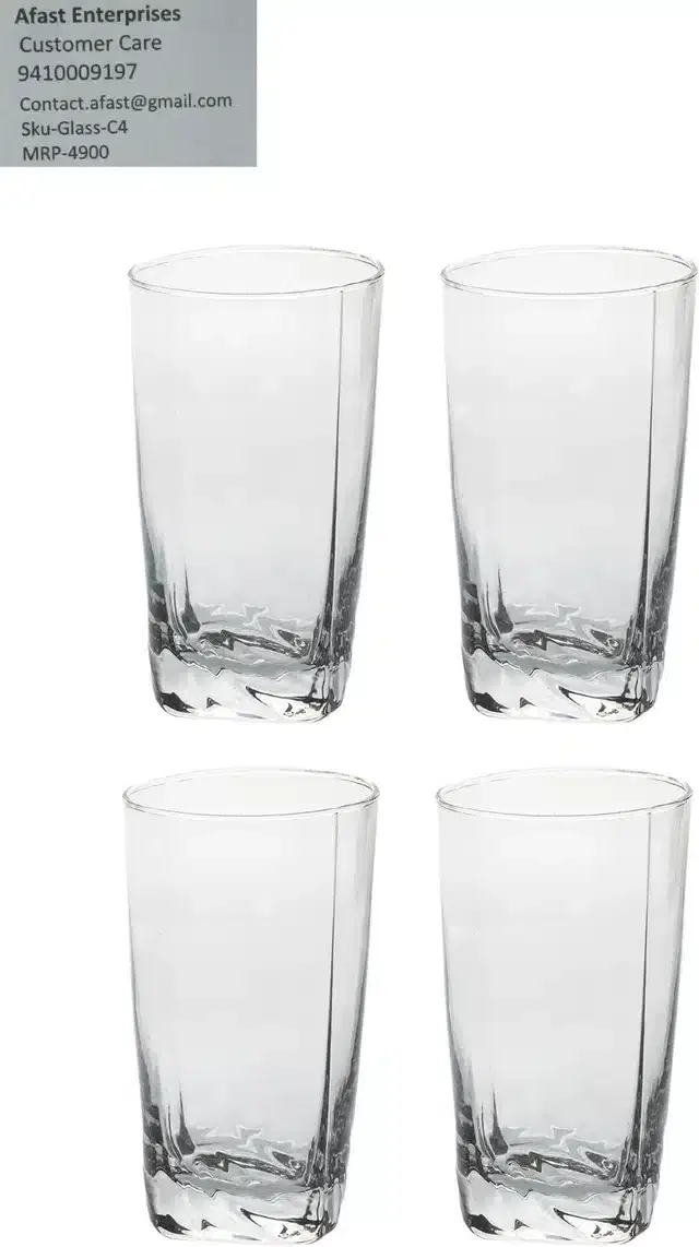 Liquor cum Cocktail Glasses, Transparent, 350 ml, Pack of 4
