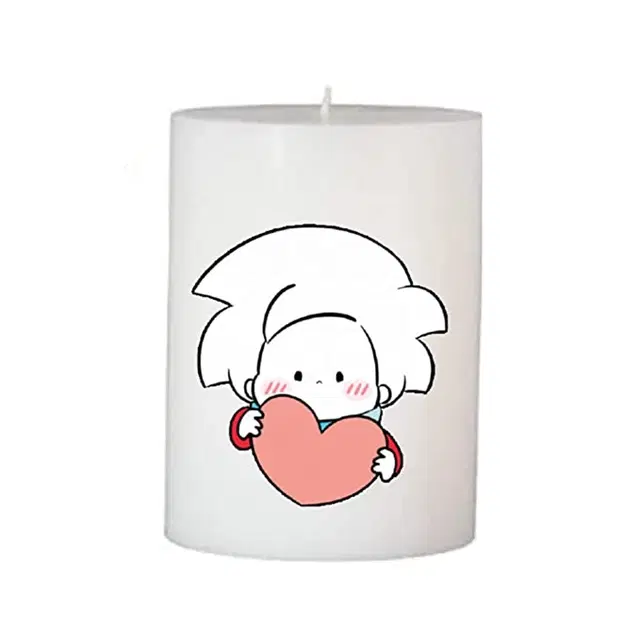 Floish Decor Premium Printed Valentines Day Pillar Candle