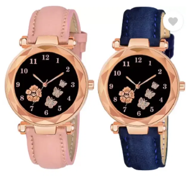 Analog Watch for Women & Girls, Pack of 2 (Multicolor)