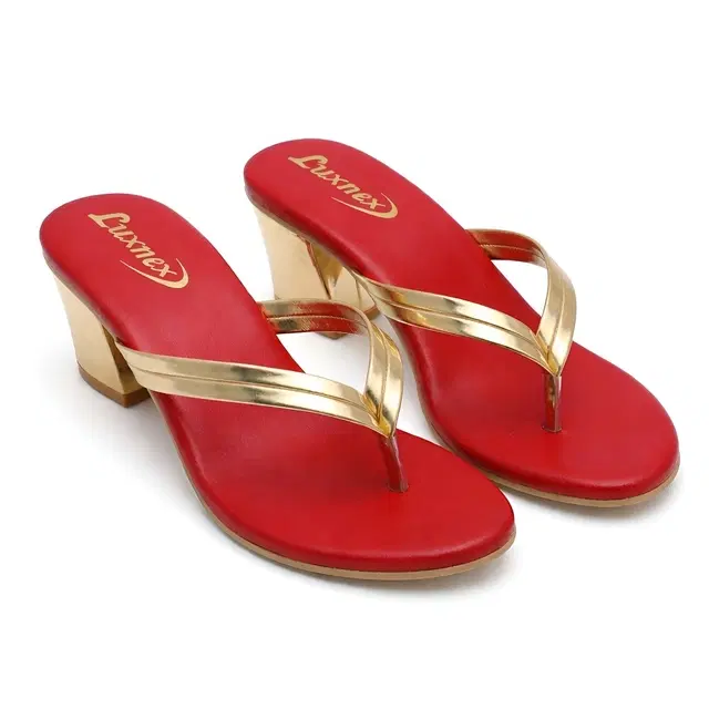 Solid Block Sandals for Women (Red, 3)