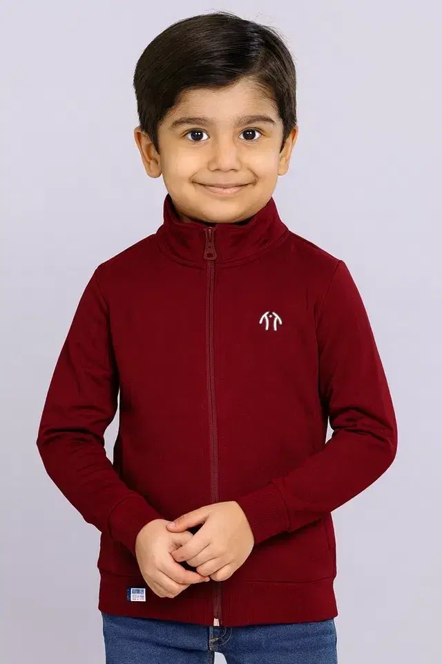 Rexine Full Sleeves Jacket for Boys, Maroon (9-10 Years)