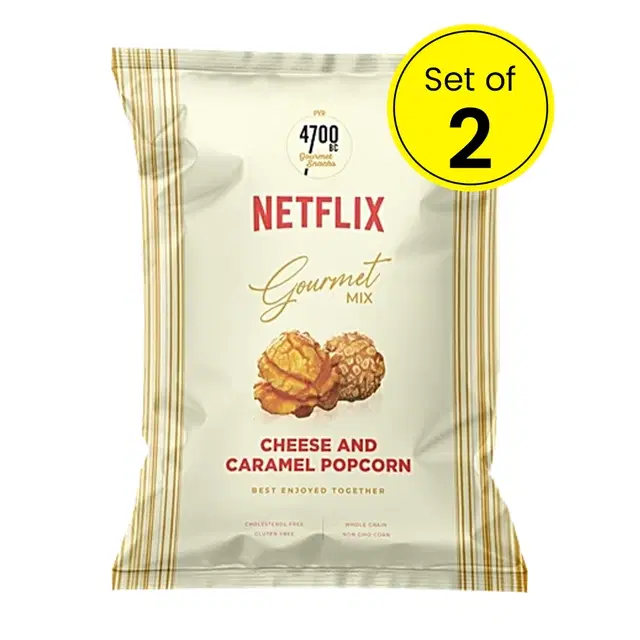 4700 BC Netflix Gourmet Cheese And Caramel Popcorn 2X25 g (Pack of 2)