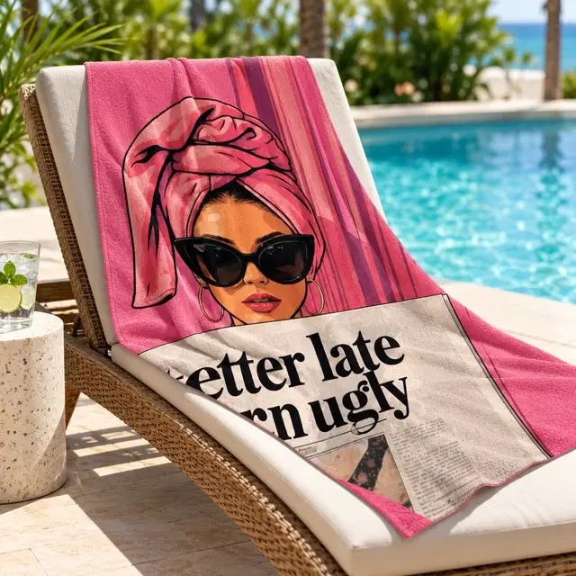 SimpleHome Digital Printed Towel 70x140cm 220gsm 100% Polyester Better Late
