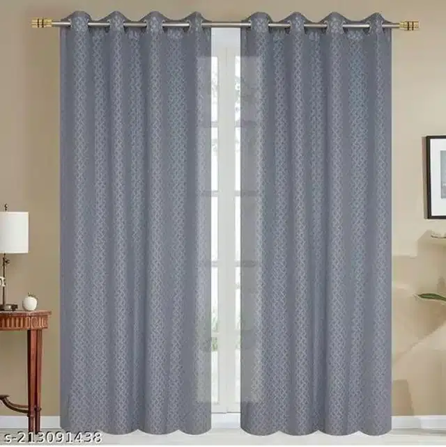 Curtains for Door, Grey, 7 Feet, Pack of 2