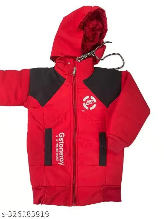 Woolen Jacket for Boys (Red & Black, 2-3 Years)