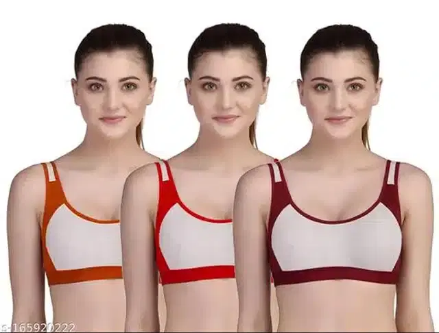 Hosiery Non Padded Bra for Women, Pack of 3 (Multicolor, 34B)