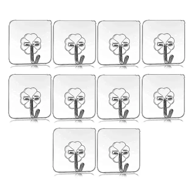 Plastic Wall Hooks, Transparent (Pack of 20)