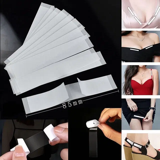 Double Sided Self-Adhesive Lingerie Tape for Women, Pack of 36 (Transparent)