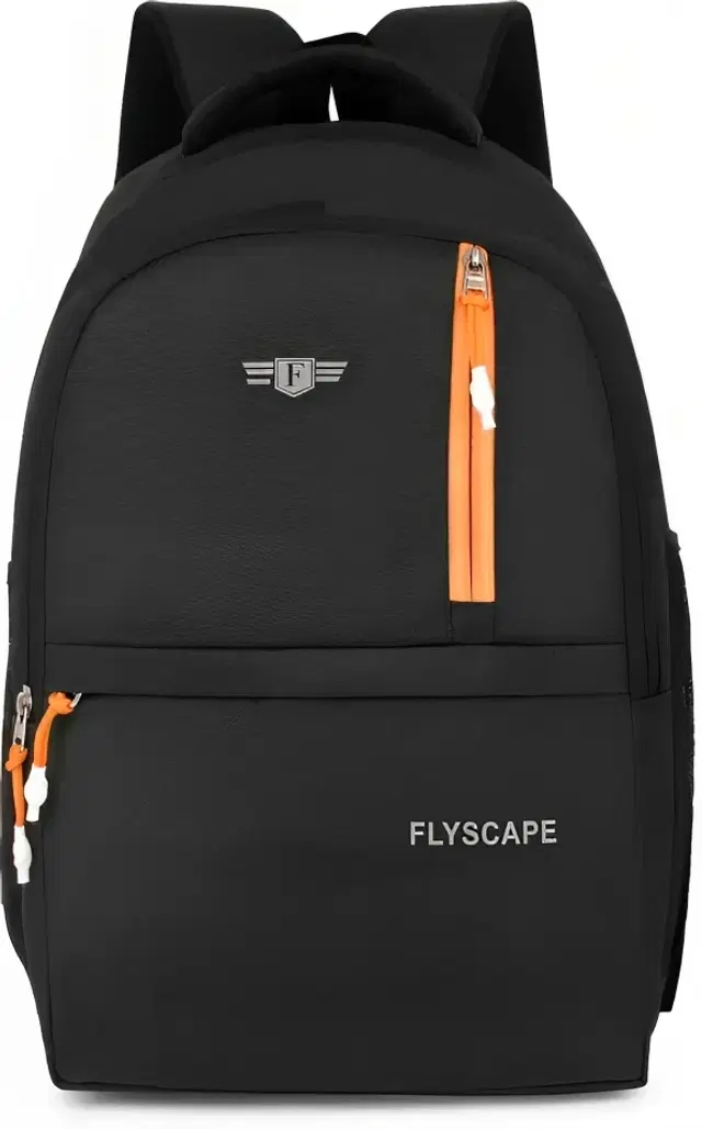 Polyester Laptop Backpack for Men & Women, Black & Orange, 30 L