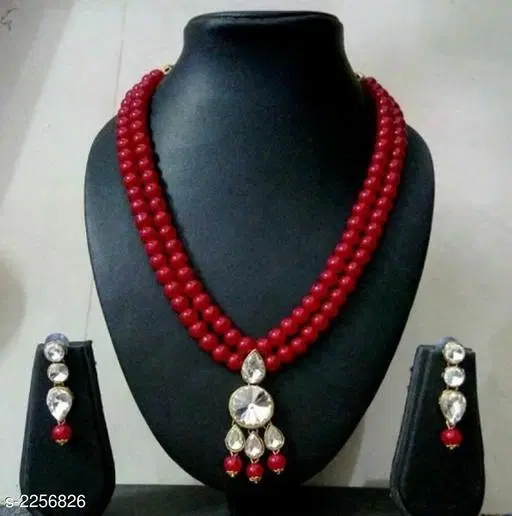 Elegant Alloy & Pearl Jewellery Set