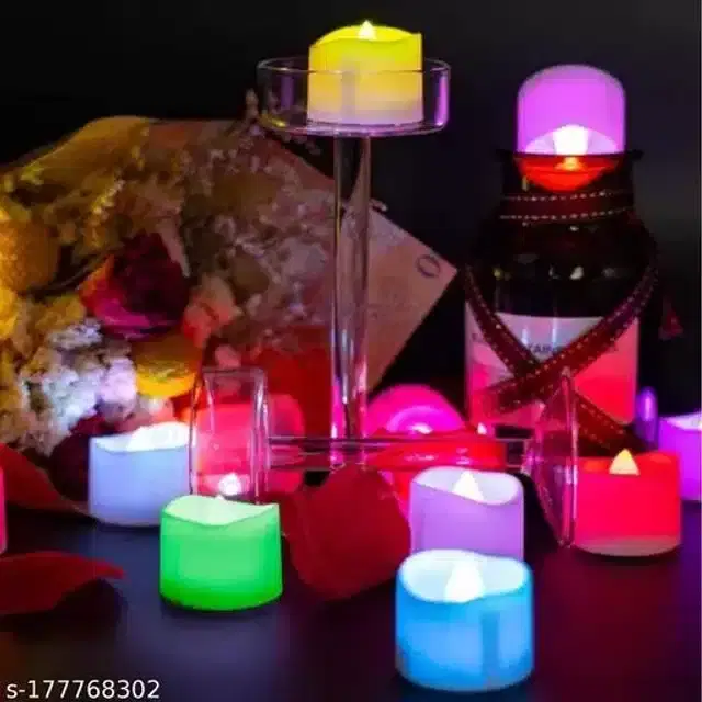 LED Tealight Candles for Festive Decoration, Multicolor, Pack of 6