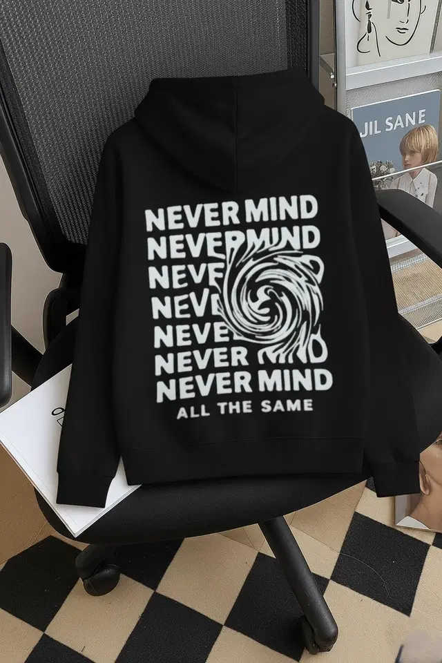 Fleece Printed Hoodie for Men, Black (XL)