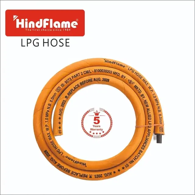 Hindflame Hose Pipe 1.5mm With Reinforced Rubber Hose Pipe, 150 Cm, Pack Of 1