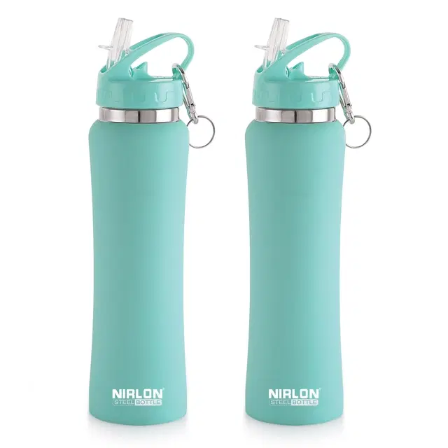 Nirlon Stainless Steel Sipper Water Bottle, Aqua Green, 750 ml, Pack of 2