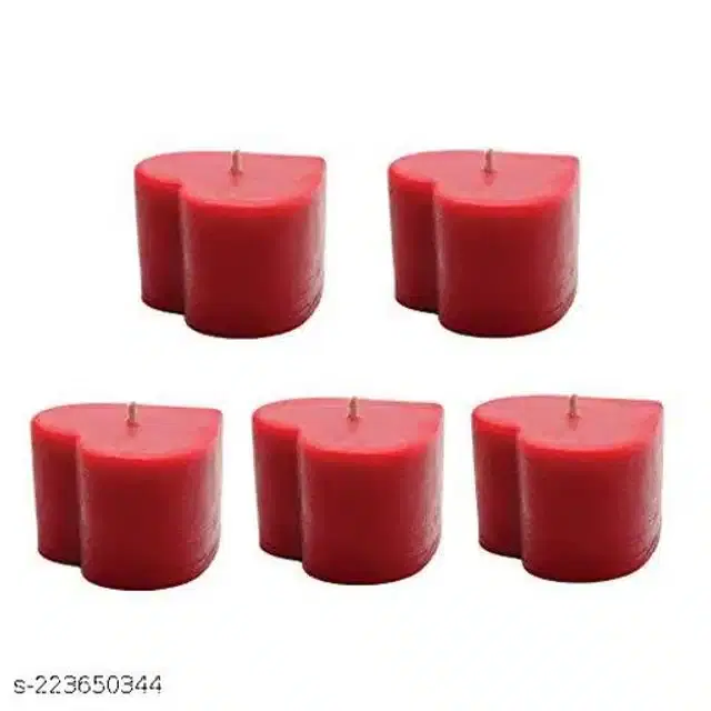 Heart Shaped Candles, Red, Pack of 5