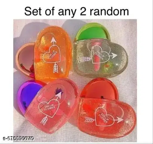 Heart Shape Lip Gloss, Multicolor, Pack of 2