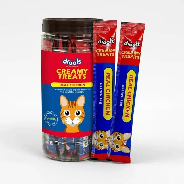 Drools Creamy cat Treats, Real Chicken, 375 g, Jar