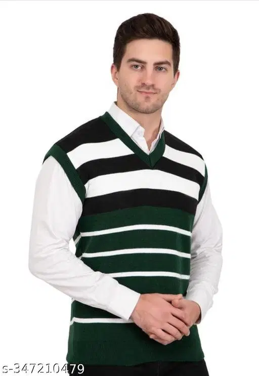 Half Sleeves Sweater for Men (Multicolor, M)