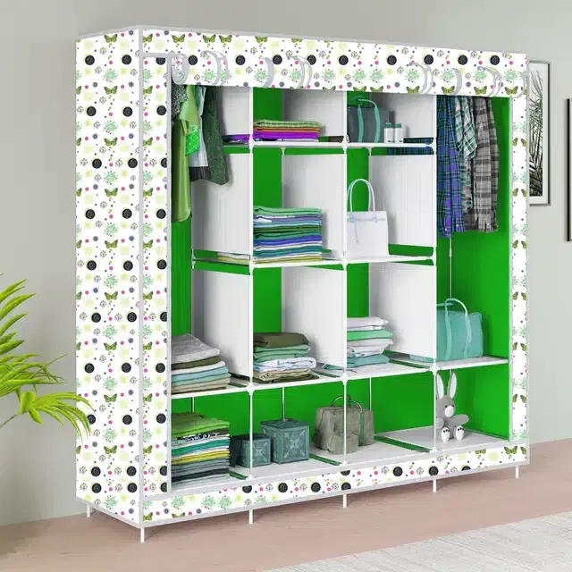 Carbon Steel 3 Door 12 Shelf Printed, Green