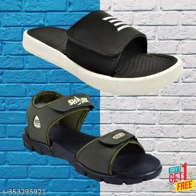 Sandal with Sliders for Men, Pack of 2 (Multicolor, 6)