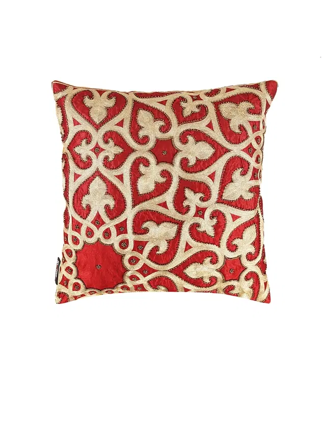 Cotton Cushion Cover, Red, 16x16 inches