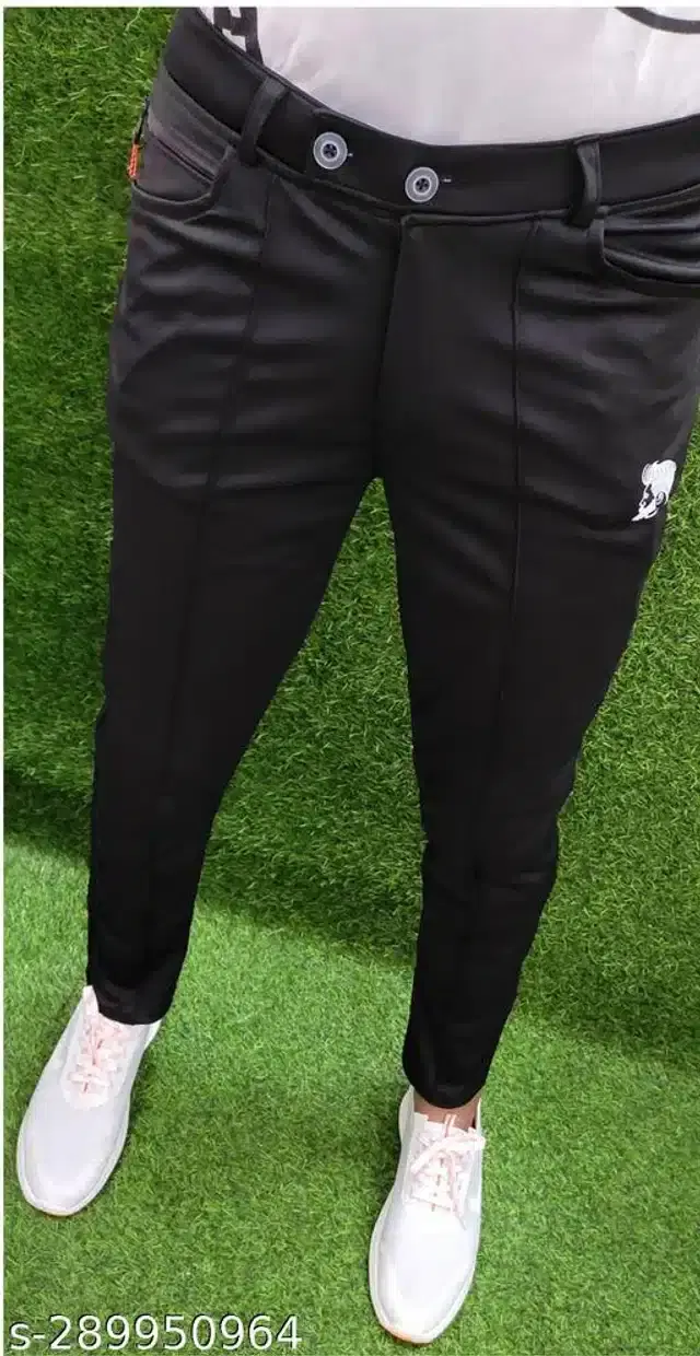 Lycra Track Pant for Men (Black, 28)