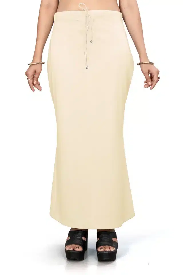 Lycra Solid Saree Petticoat for Women (Beige, M)