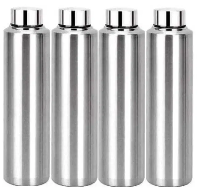 Stainless Steel Water Bottle, Silver, 1000 ml, Pack of 4