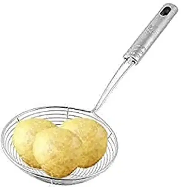 Puri Strainer With Handle, Silver, Free Size, B15