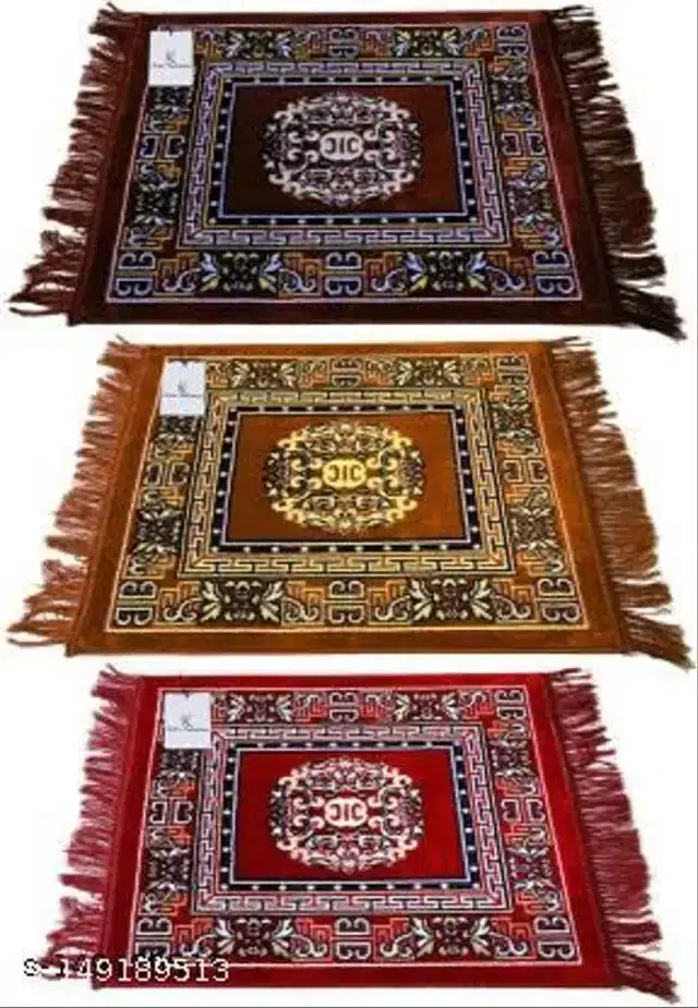 Velvet Pooja Mats for Home, Multicolor, Pack of 3