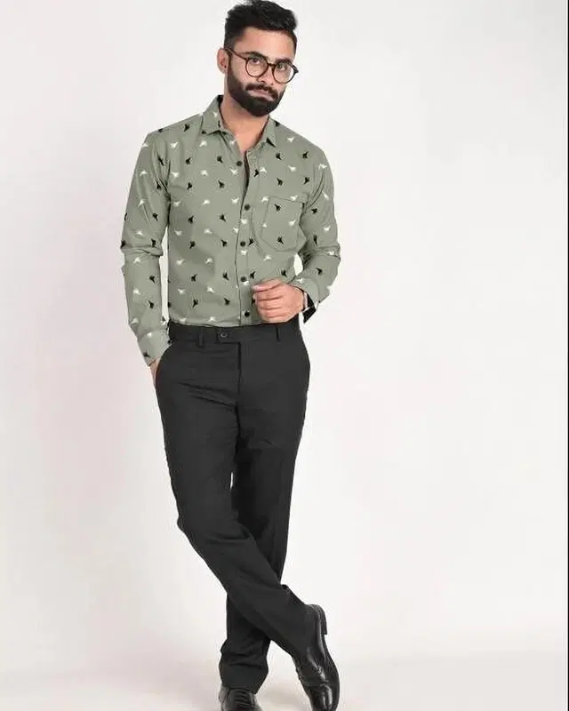 Full Sleeves Shirt for Men (Olive, XXL)