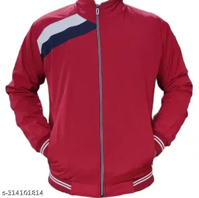Polyester Jacket for Men (Red, L)