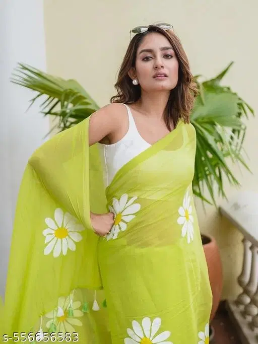 Lien Printed Saree for Women, Green (6.3 M)