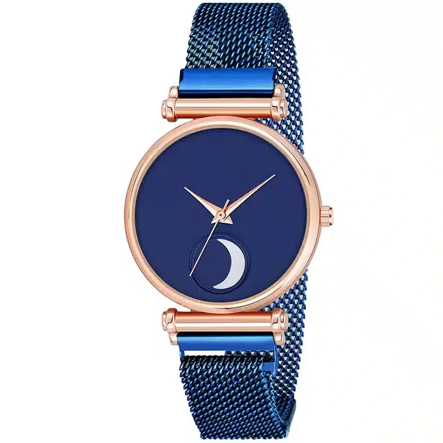 Analog Watch for Girls (Blue & Rose Gold)