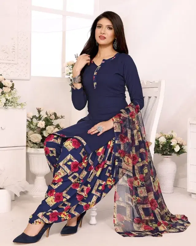 Crepe Unstitched Suit for Women, Blue (One Size)