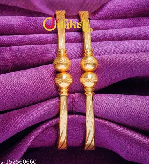Bangle Style Bracelets & Bangles for Women, Pack of 2 (Gold, Free Size)