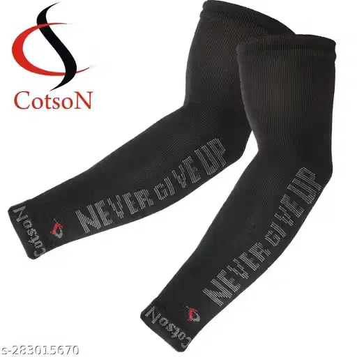 Printed Cotton Blend Arm Sleeves for Men & Women ,Black, Set of 1