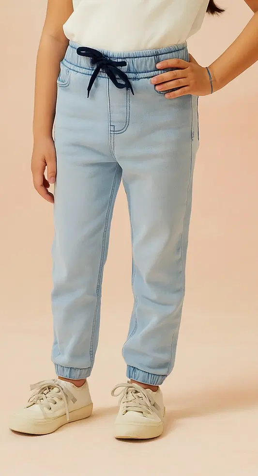 Jogger fit Jeans for Girls, Blue (10-12 Years)