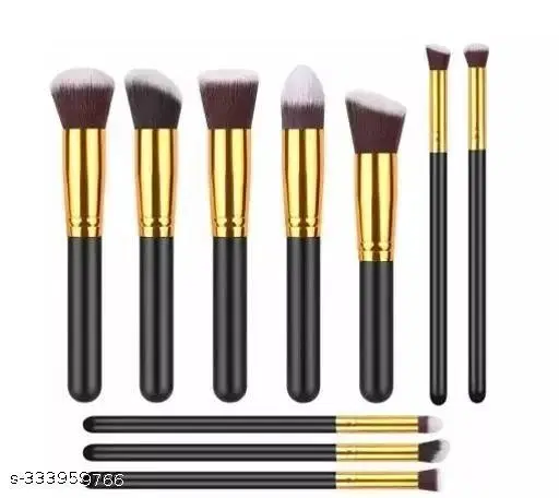 KAYI  Makeup Brushes Set Tool Pro Foundation Eyeliner Eyeshadow (Black) 10 Pieces