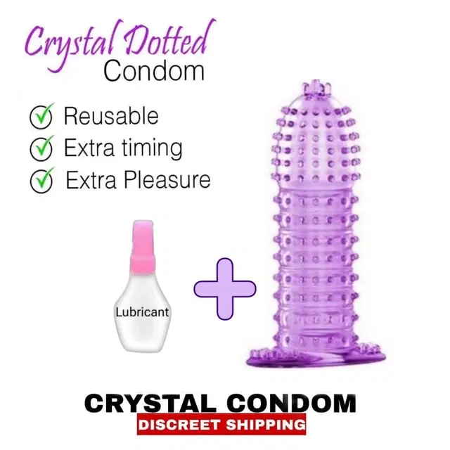 Reusable Long Last Crystal Condom, Multicolor