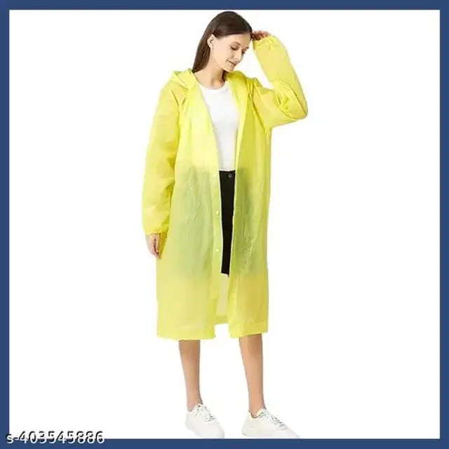 Polyester Rain Coat for Men & Women, Yellow, Free Size