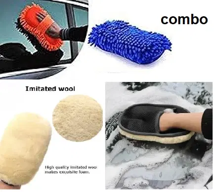 Fiber Cleaning Glove Scrubbers for Car, Multicolor, Pack of 2