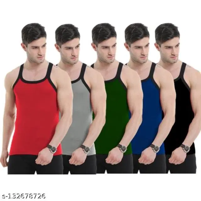 Cotton Vests for Men, Pack of 5 (Multicolor, XXL)