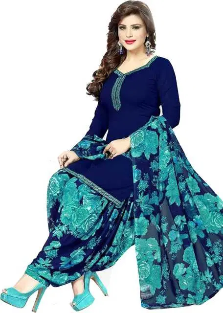 Yashika Unstitched Crepe Salwar Suit Material (Navy Blue) (Y-375)