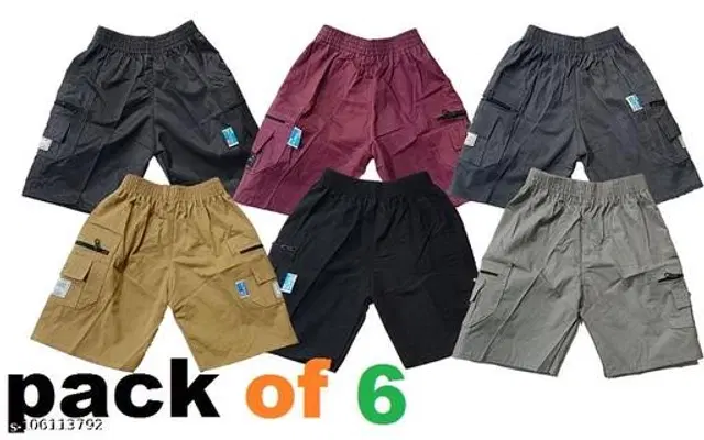 Cotton Blend Shorts for Boys, Pack of 6 (Multicolor, 7-8 Years)