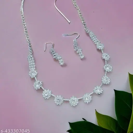 Necklace and Earrings Set for Women (Silver, 1)