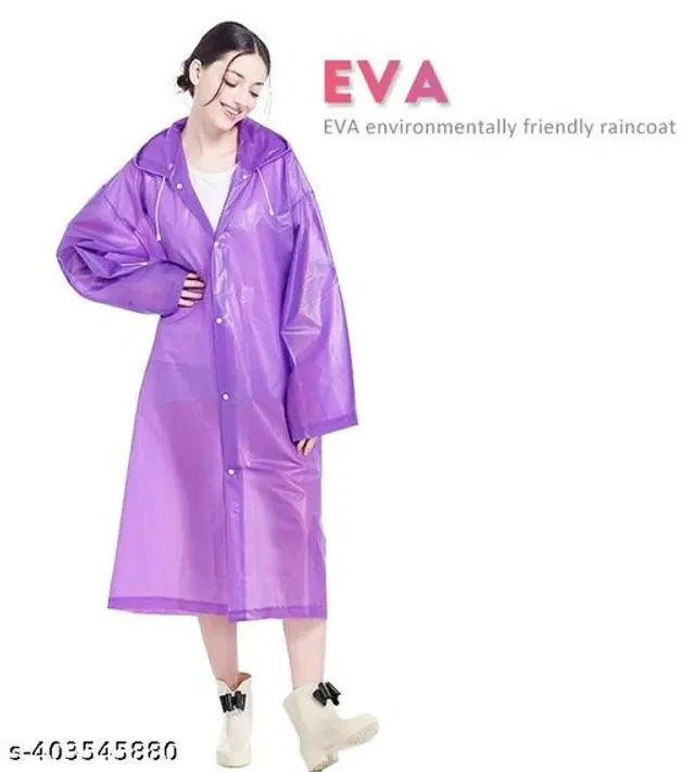 Polyester Rain Coat for Men & Women, Purple, Free Size