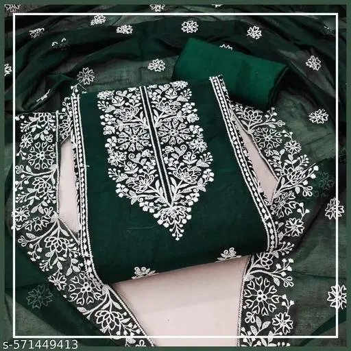 Chanderi Cotton Punjabi/All Over Suits for Women (Green, Un Stitched)