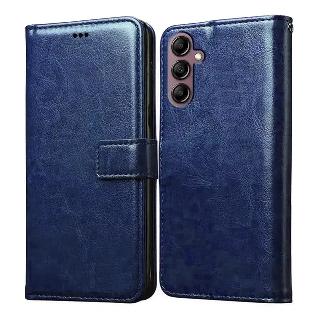 Artificial Leather Mobile Flip Cover for Samsung Galaxy A17 5G (Blue)