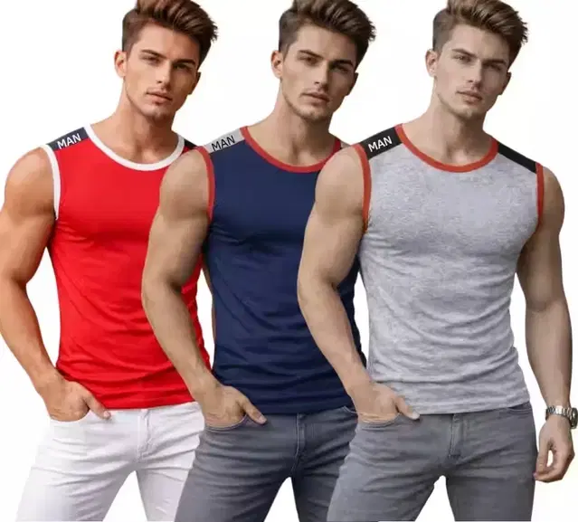 Cotton Jym Vest for Men, Multicolour, Pack of 3 (S)